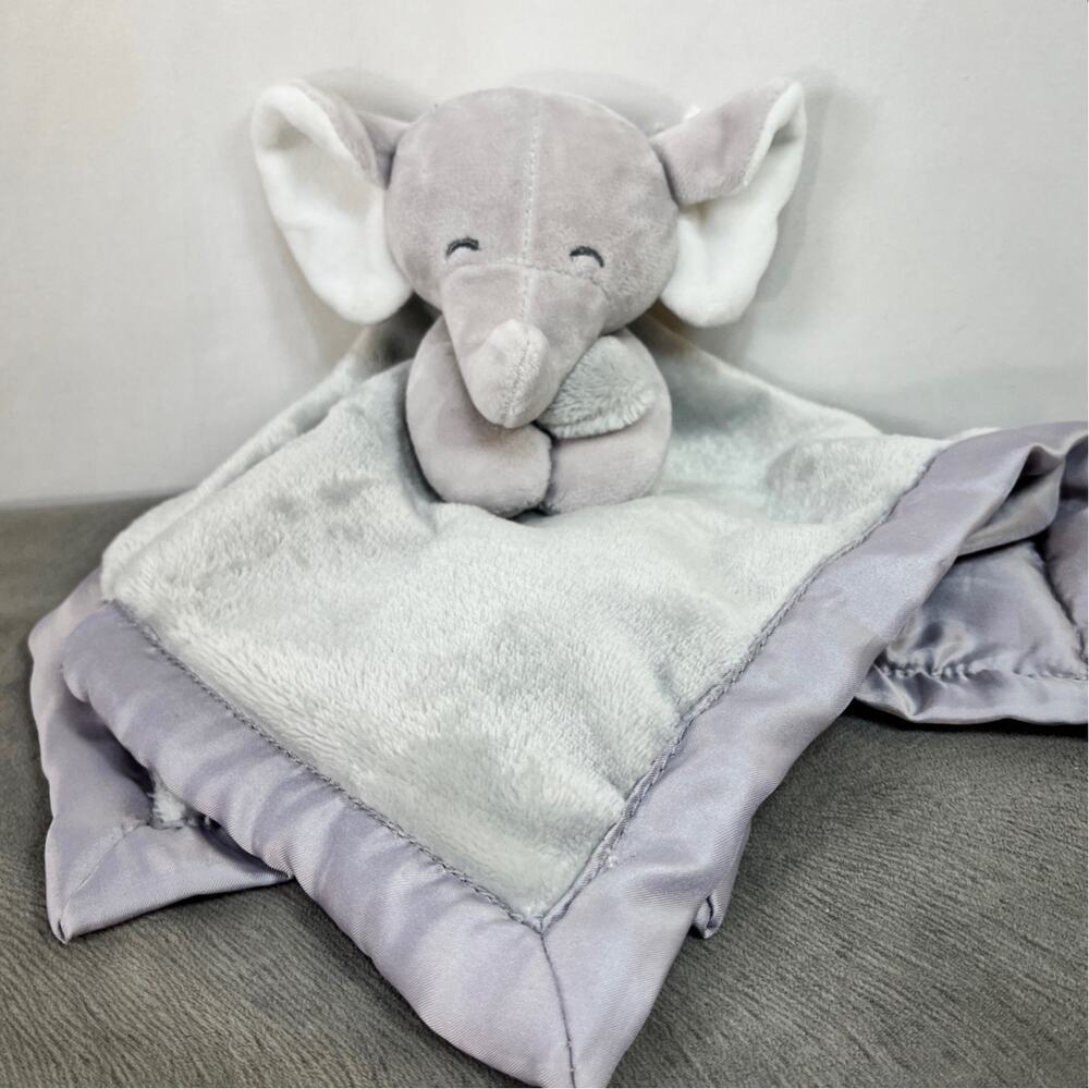 Elephant Plush Animal Lovey Security Blanket Gray Kids Preferred Satin Edge